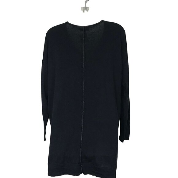 Eileen Fisher 98% Merino Wool Black  V- neck Oversized Sweater  Size XXS - Picture 5 of 7